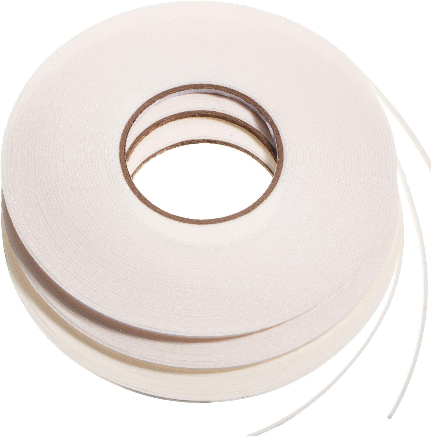 Zonon 3 Rolls Double Sided Foam Tape PE Roll Double Faced Sponge Adhesive Mounting Tape(1/8 Inch by 50 Feet,White)