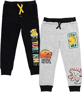 Lion King Simba Pumbaa Timon Big Boys Fleece 2 Pack Jogger Pants 10-12 Black/Grey
