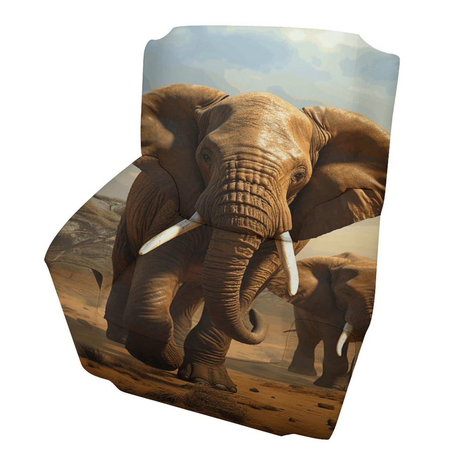 Fodpand Style Elephant Animals Sofa Cover Soft 1 Seater Sofa Slipcover For Pets Washable,Couch Cover With Elastic Straps Furniture Protector