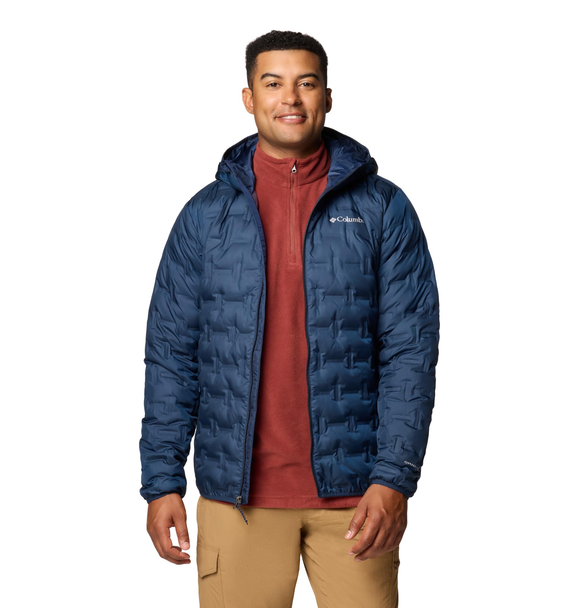 Columbia Men's Delta Ridge 2 Down Hooded Jacket, Hooded Puffer Down Jacket, Collegiate Navy, Small