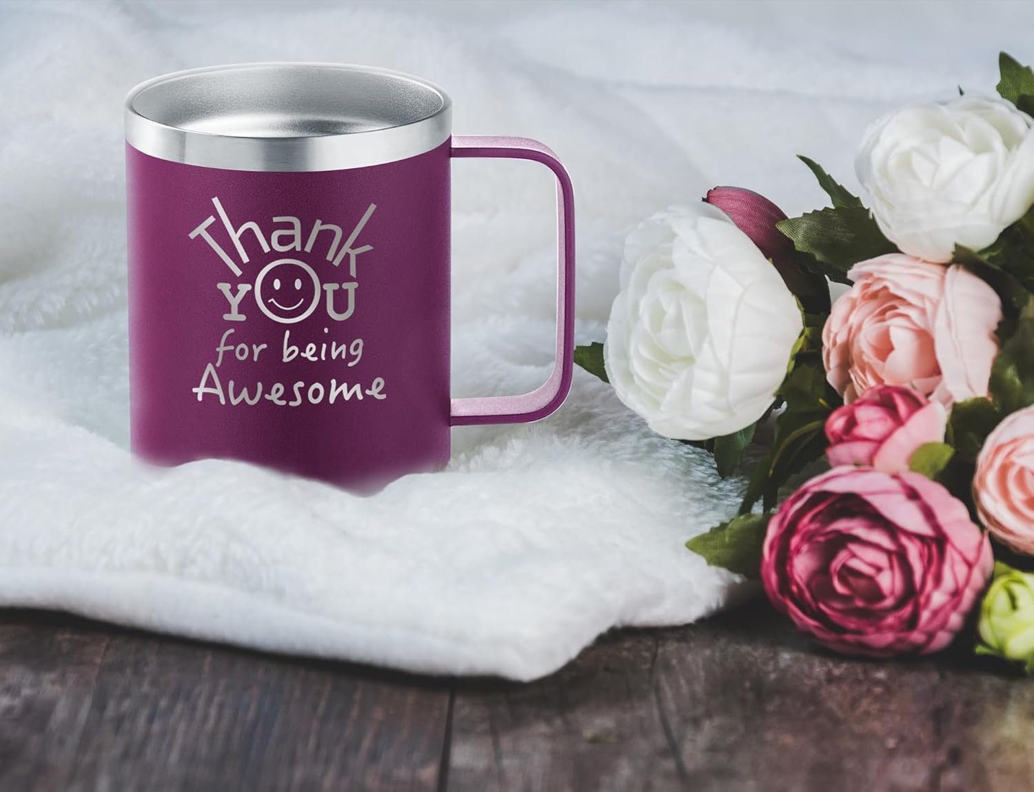 DLOCCOLD Thank You Gifts for Women, Thank You for Being Awesome Coffee Mug, Coworkers Employee Appreciation, Valentines Day Gifts for Her Him, Inspirational Gift for Men Friends, Purple - Image 3
