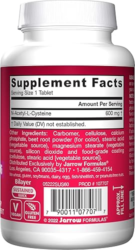Miniatura 3 de Jarrow Formulas N-A-C Sustain, apoya la función hepática y pulmonar, 600 mg, 60 comprimidos de Sustain (paquete de 2)