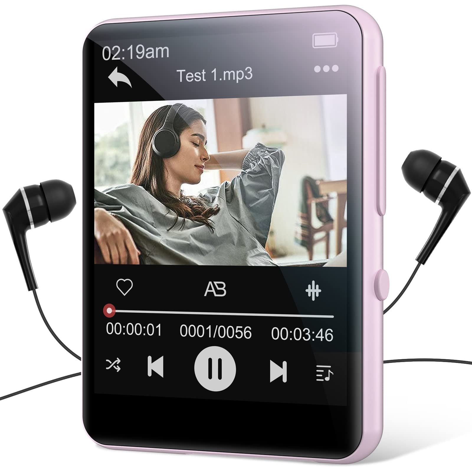 Conrain 64GB MP3 Player with Bluetooth 5.3, Portable Digital Lossless Music Player with Built-in Speaker, 2.4 in Full Touch Screen, FM Radio, Voice Recorder, Earphones Included, Surppot up to 128GB