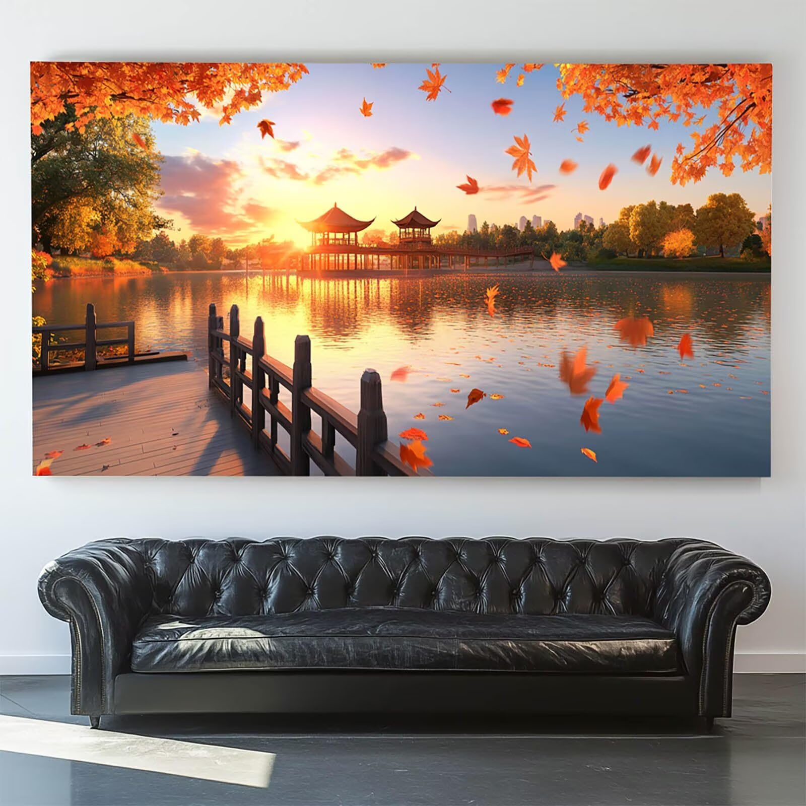 DIY Malen nach Zahlen Erwachsene See Malen nach Zahlen ab 7 jahre Mädchen Baum Kreativ set für Erwachsene mit Leinwand Acrylfarben set und Pinsel, Bastelset zum Bemalen für Wanddeko 100X200cm 9w-8-N
