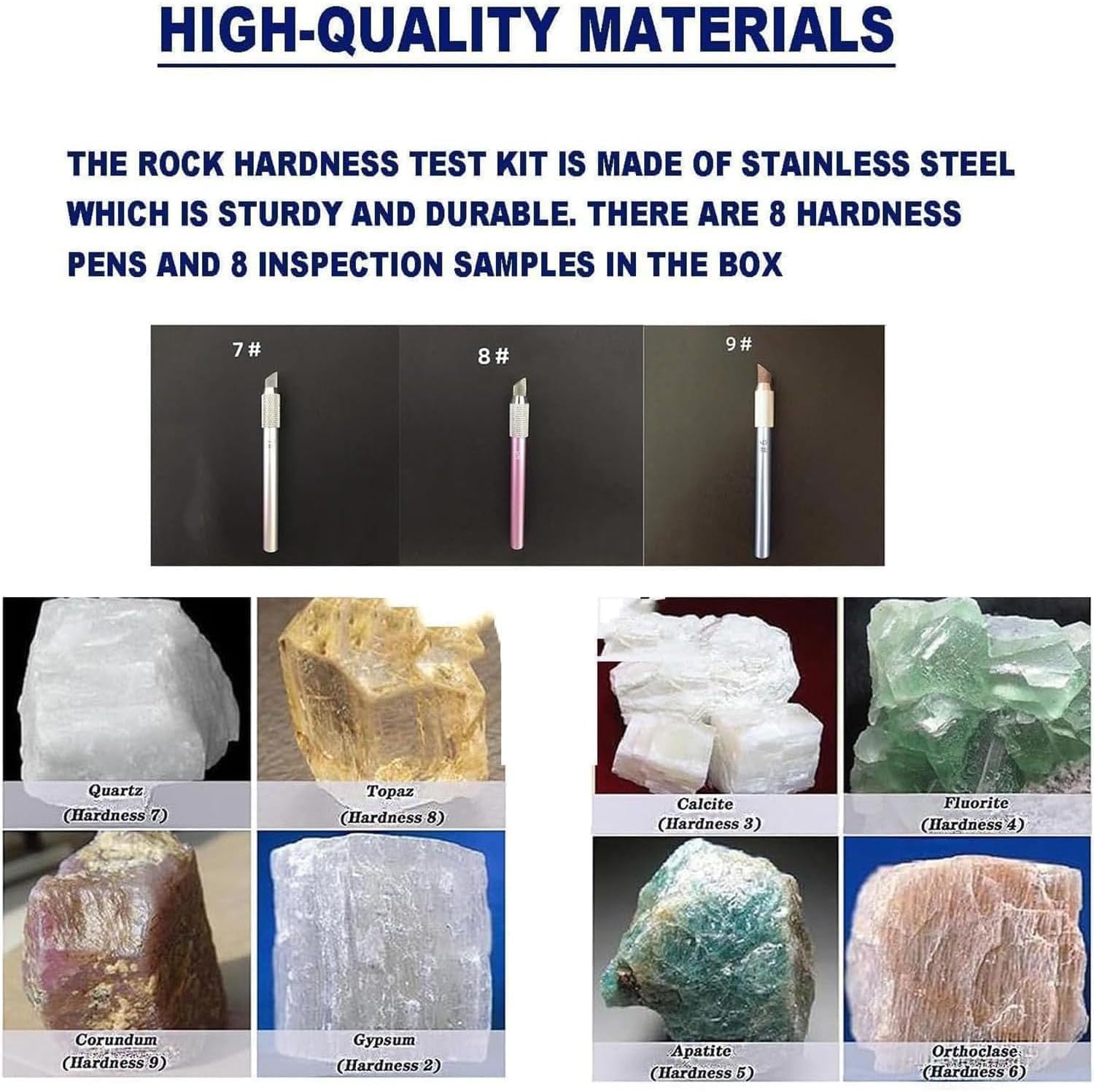 Kit de prueba de dureza con bolígrafos probadores de arañazos para minerales industriales y piedras preciosas