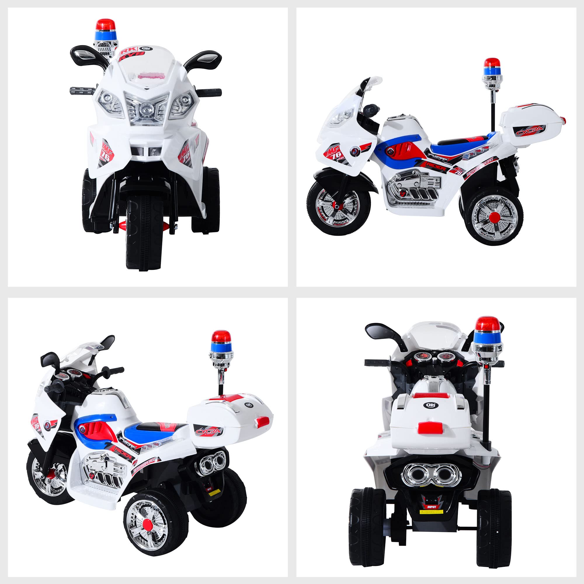 HOMCOM Moto Elettrica per Bambini 3-5 Anni 3 Ruote Musica 112×51×72.5cm