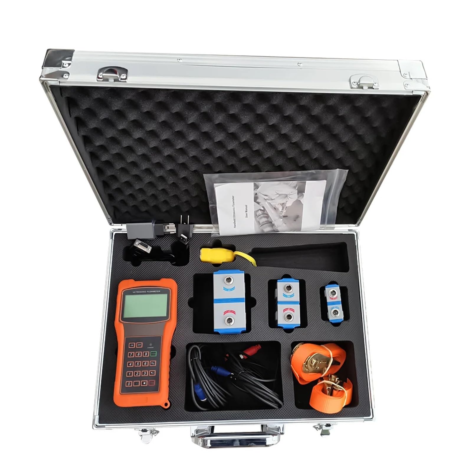 Medidor de flujo de agua ultrasónico digital de mano con sensor de abrazadera RS232, mediciones precisas para un uso fácil y precisión