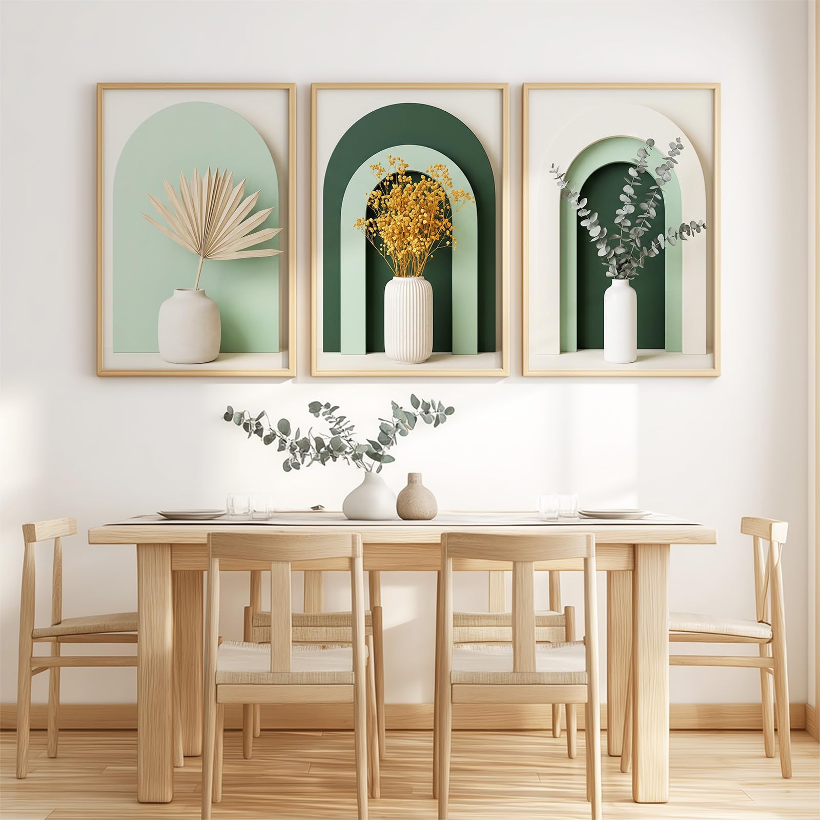 Generisch 3Pcs Modern Minimalistisch Wandbilder mit HD-Druck, Trockenblume Vase Bilder Auf Leinwand Poster Deko für Wohnzimmer Schlafzimmer Büro, Ungerahmt, 50 x 70 cm