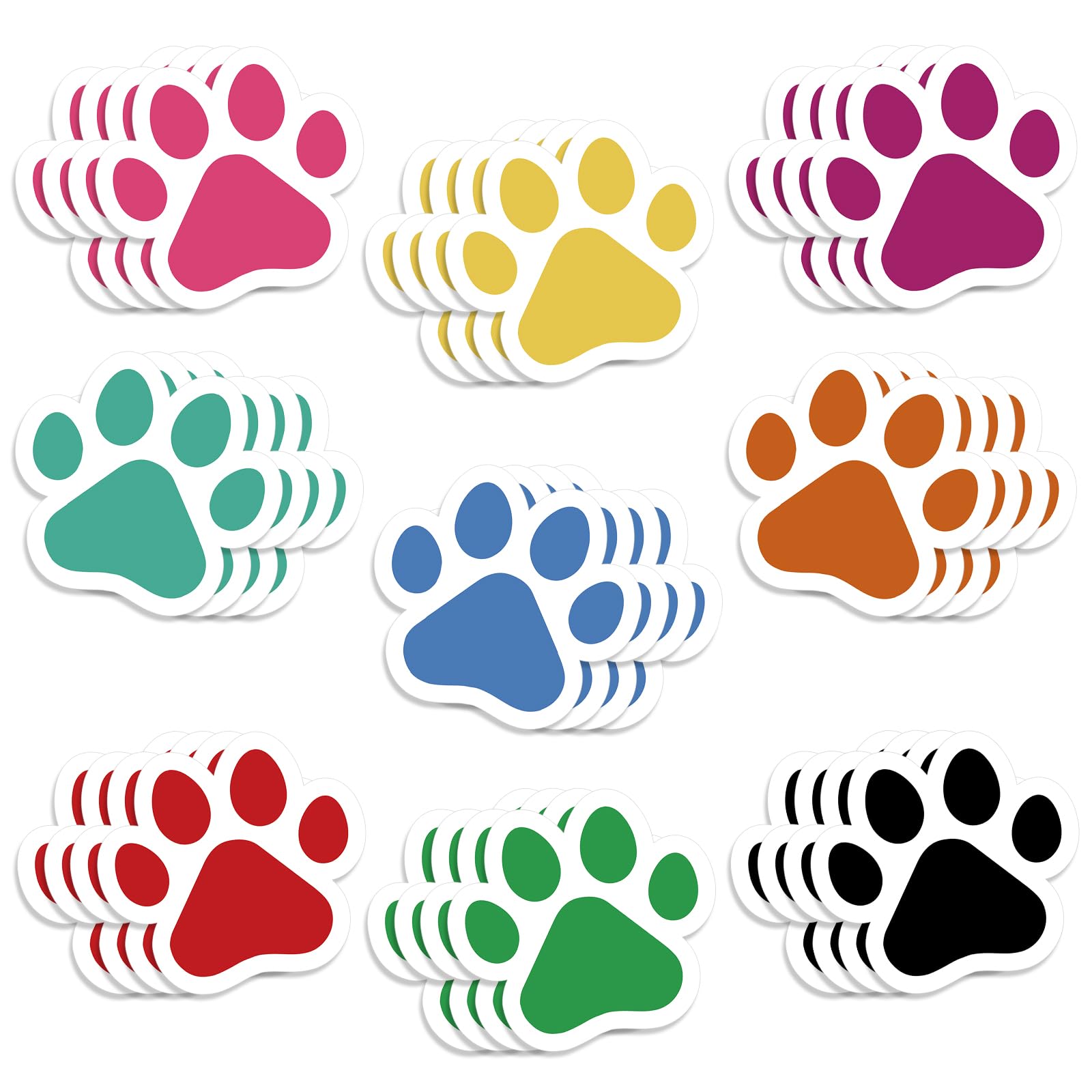 Weecent 36 Pcs Paw Prints Cutouts, 6 Inch Large Size Dog Paw Print Cut Out Bulletin Board Decorations for Kids Educational School Classroom Home Craft Wall Decor Party Favor Supplies (9 Colors)