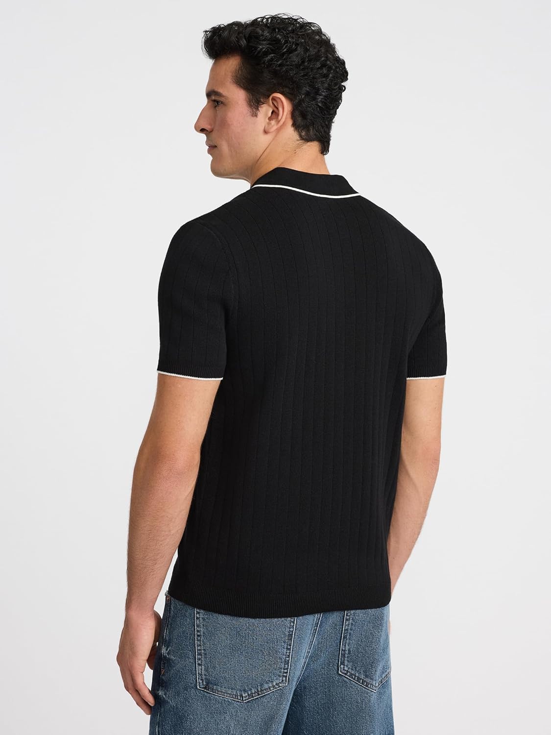 EXPRESS Men’s Sweater Polo – Modern Prep Short Sleeve Cotton Knit with Tipped Collar, Casual Workwear