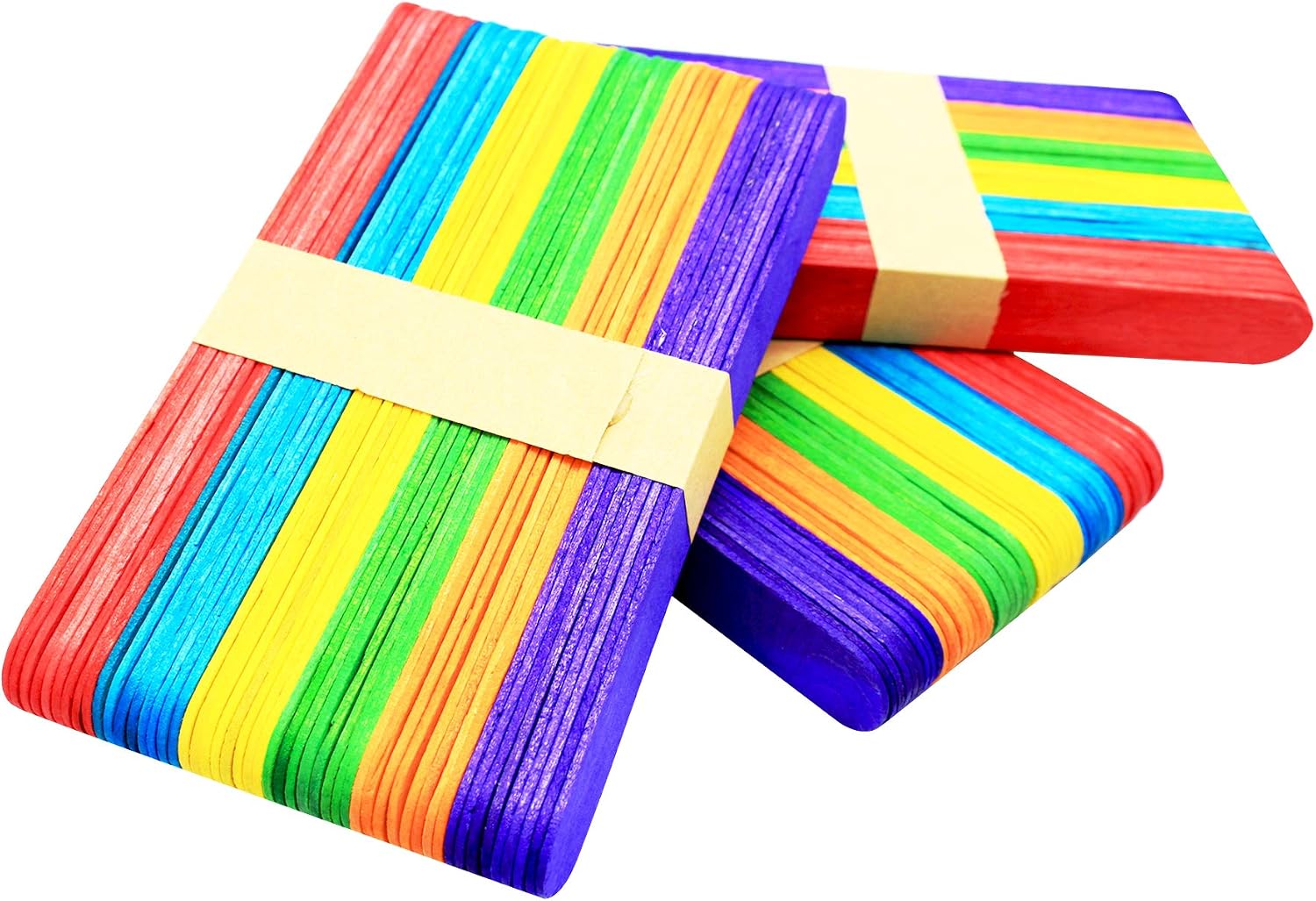 6 Inch Colored Wood Craft Sticks, 500 Pack | Jumbo Rainbow Wood Sticks in 6 Vibrant Colors for Classroom Supplies, Creative Projects, Arts and Crafts