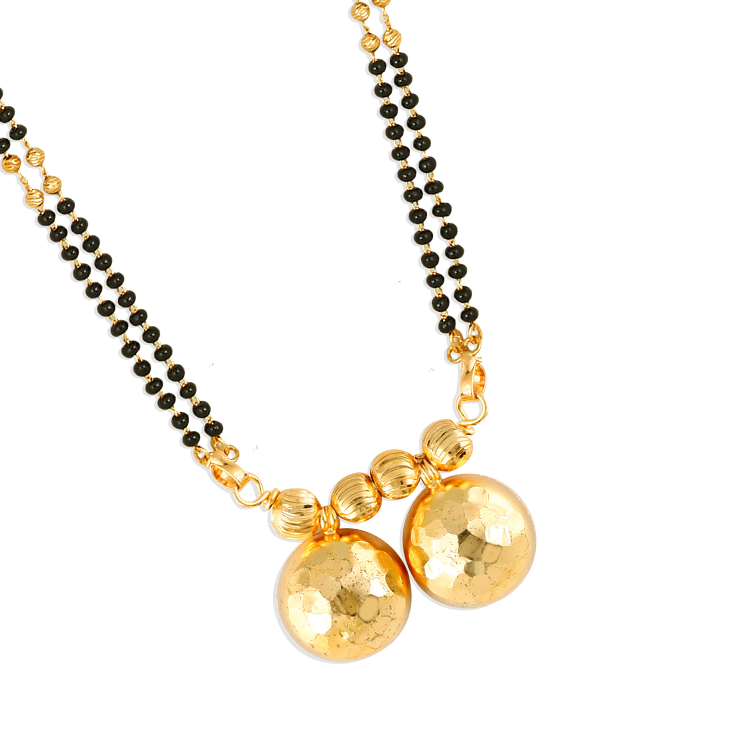 2 Vati Wati Mangalsutra For Women Girls Ladies Temple South Indian Traditional 1 Gram Gold Stylish Maharashtrian Long Chain Double Mangal sutra Pendant Tanmaniya Black golden Nallapusalu Chains