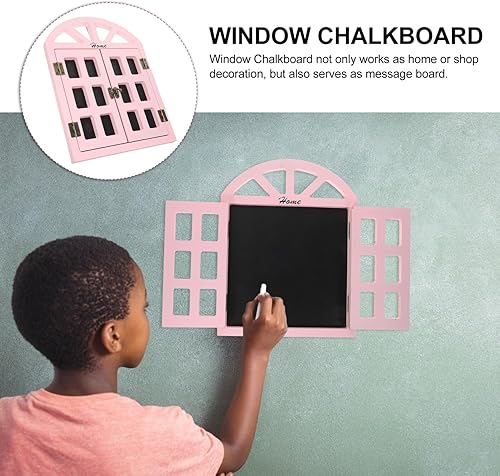 Miniatura 2 de Letrero colgante de pizarra con forma de ventana, letrero de madera borrable, pizarra pequeña para el hogar, bar, pub, decoración de pared (rosa)