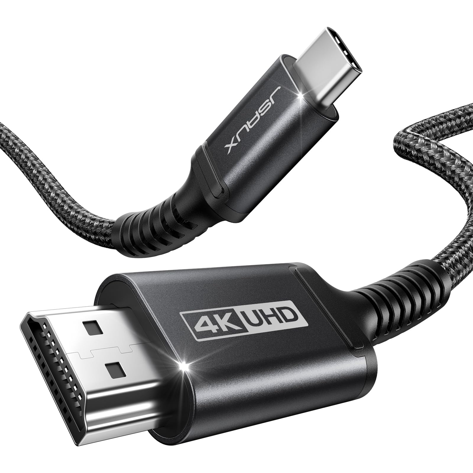 JSAUX Cavo USB C a HDMI 4K 60 Hz 3M, USB Tipo C a HDMI compatibile con 4K 30 Hz UHD, per Thunderbolt 3, iPhone 17 16 Pro 15, MacBook Pro Air 2018, iPad Pro, Galaxy S25 S24 S10 S9, Surface Book Nero