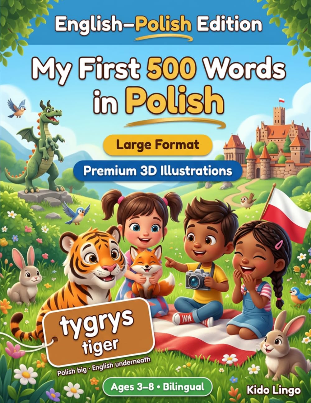 My First 500 Words in Polish: A 3D Bilingual Picture Dictionary for Kids Ages 3–8 | First Words Vocabulary Book for Toddlers, Preschoolers, Kindergarten & Young Learners