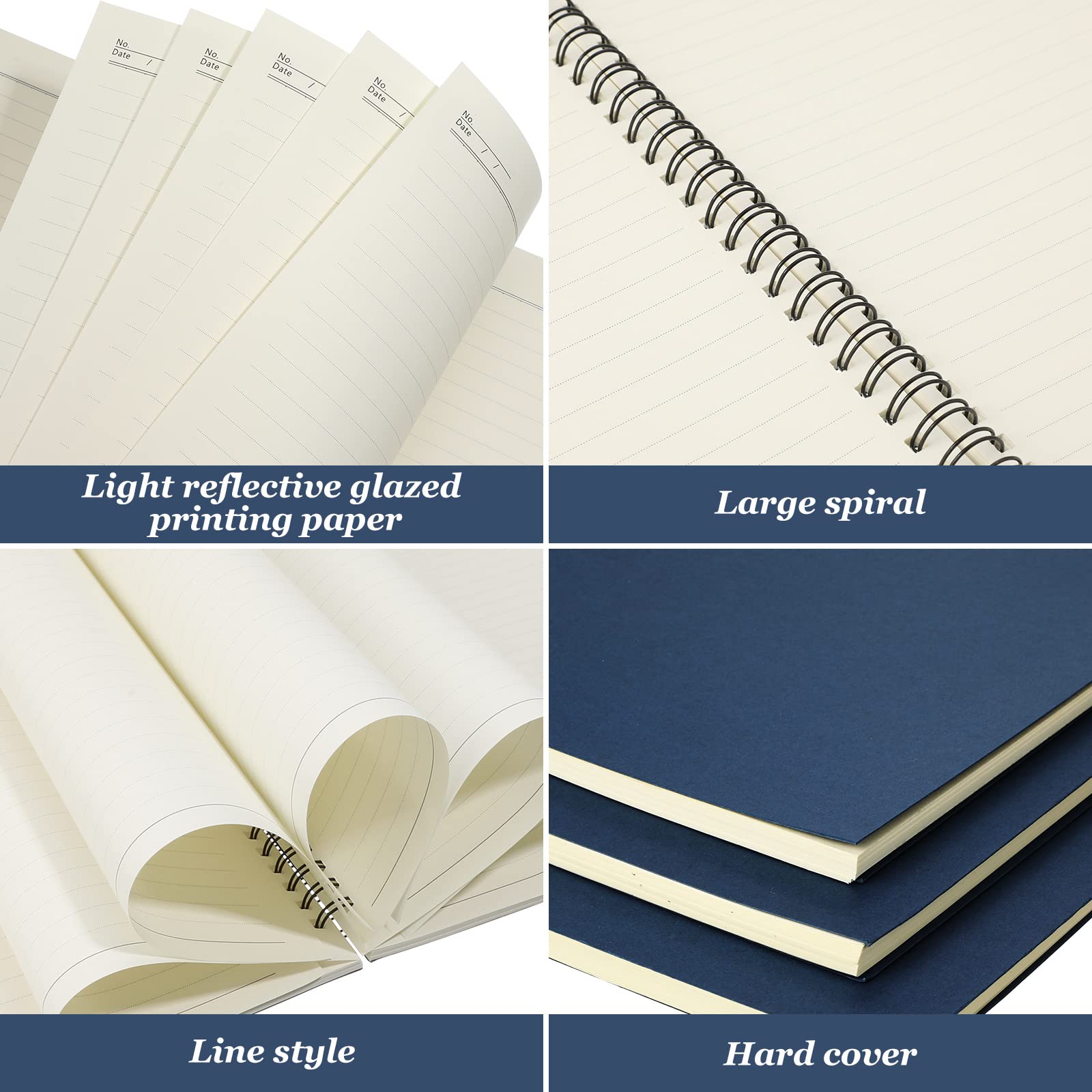 Paquete de 6 cuadernos en espiral B5, papel rayado en espiral, 70 hojas, 140 páginas, cuaderno en espiral de alambre de 10.5 x 7.3 pulgadas, cuaderno de notas de tapa dura, cuaderno de bocetos para