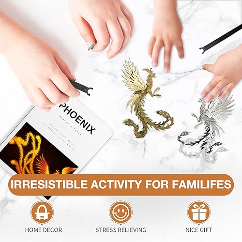 Miniatura 6 de Microworld Kits de modelos de metal 3D, rompecabezas mecánicos de metal dorado Phoenix 3D, rompecabezas 3D de acero de la colección Warcraft para