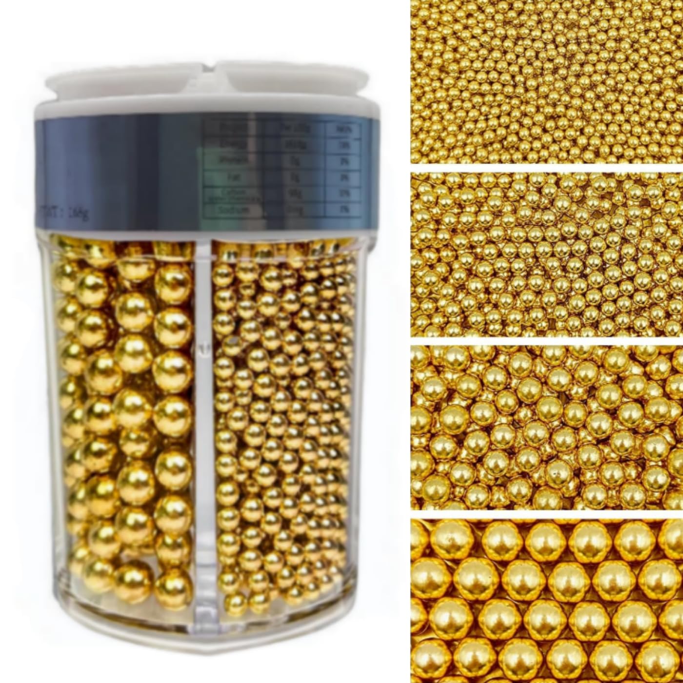 Essbare Perlen für torten Gold Essbare Perlen 2mm 4mm 7mm 10mm 168G Caketopper Geburtstag Halloween Thanksgiving Weihnachtsfeier Team Abendessen Kuchen Papier Tasse Kuchen