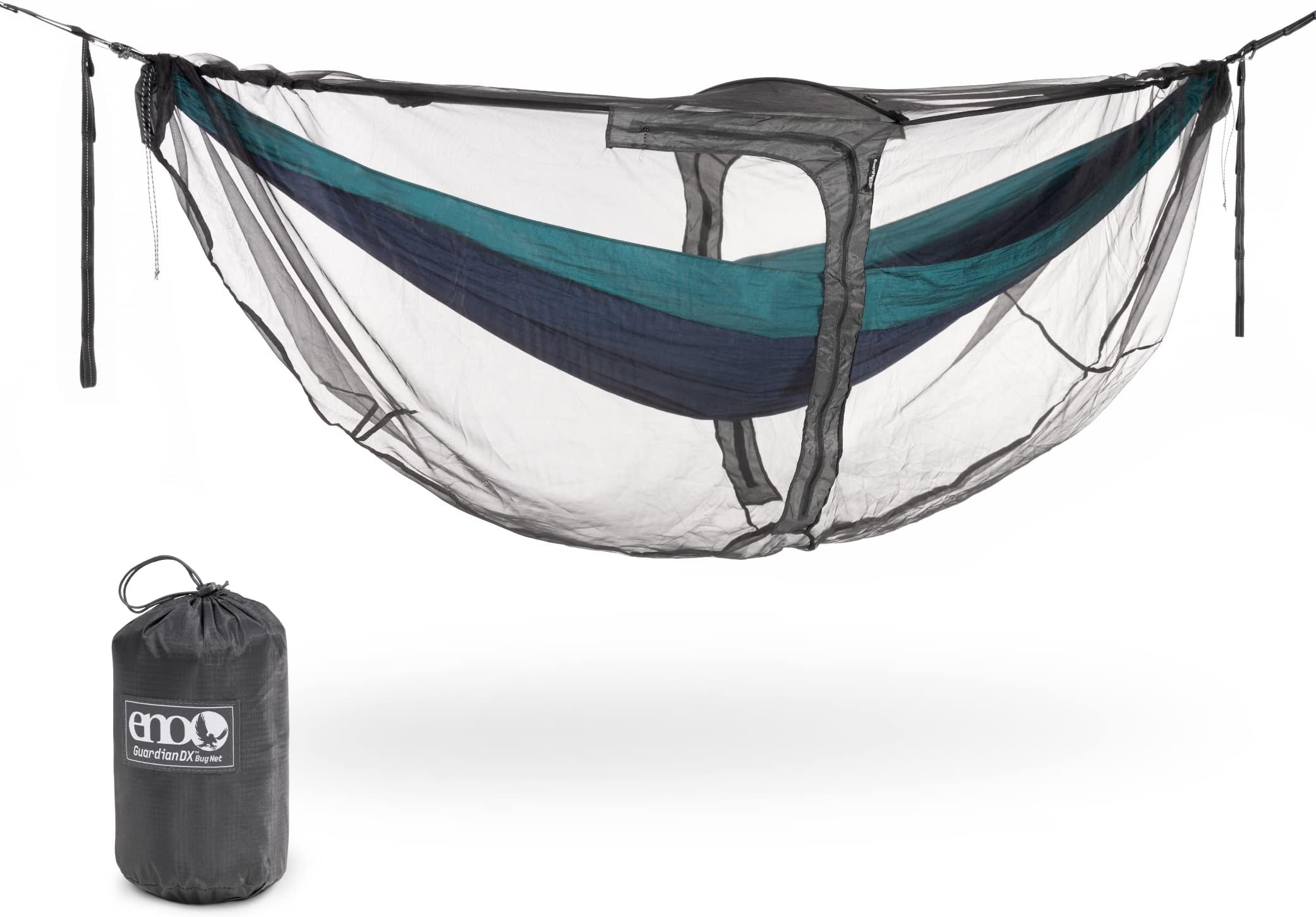 ENO Guardian DX Bug Net - Protective Deluxe Hammock Netting - for Camping, Hiking, Backpacking, Travel, a Festival, or The Beach - Charcoal