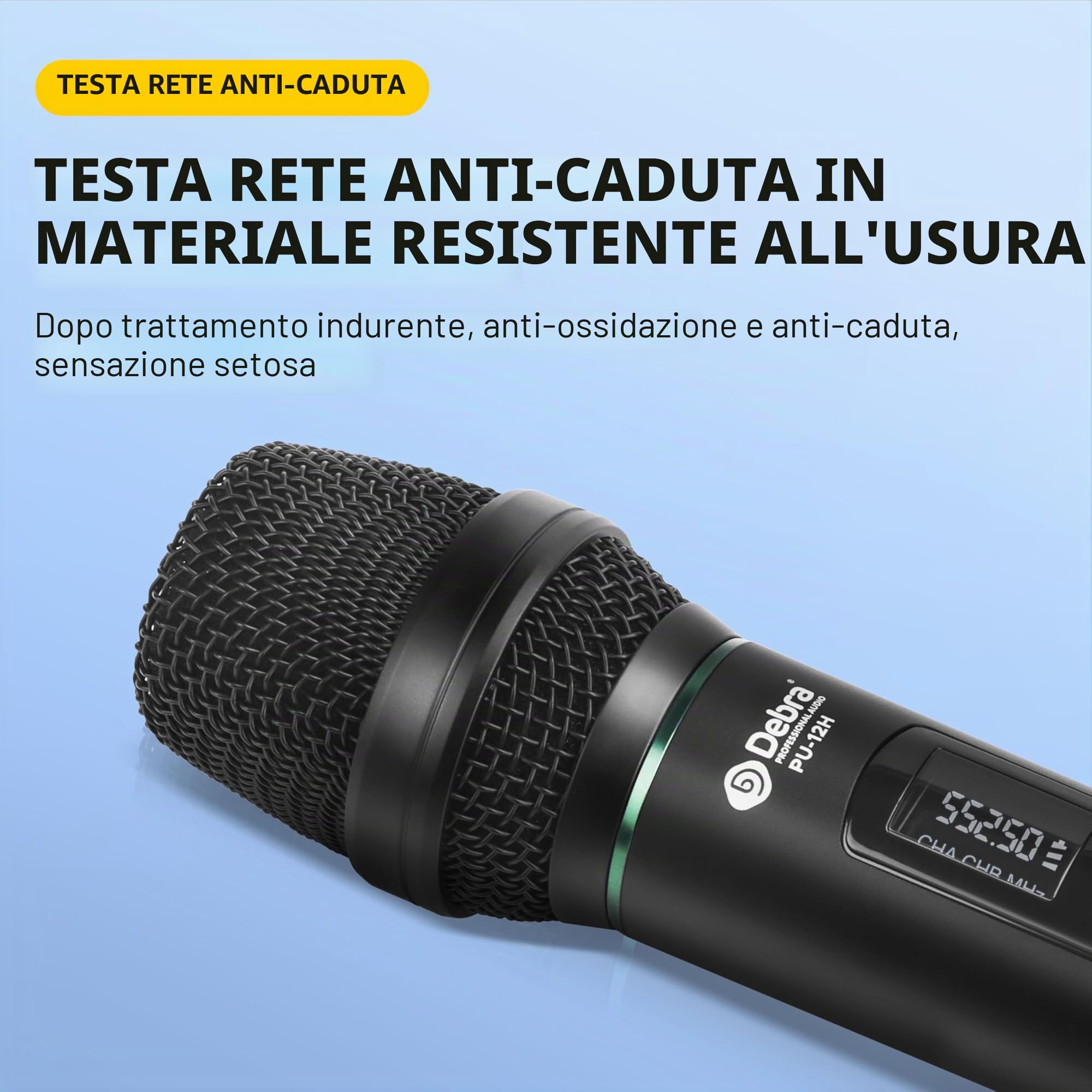 Microfono Wireless,sistema di microfono cordless portatile doppio in metallo con ricevitore ricaricabile,Ricezione a Distanza di 50M,Microfono per Karaoke, Cantare, Feste a Casa, Matrimoni,Discorsi