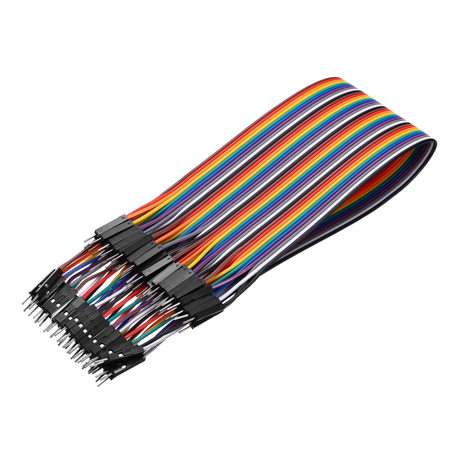 MECCANIXITY Male to Male 40Pin Breadboard Jumper Wire 2.54mm Pitch Ribbon Cable 30cm Long Electronics Breadboard Ribbon Cables for Breadboard Electronic Projects Pack of 1