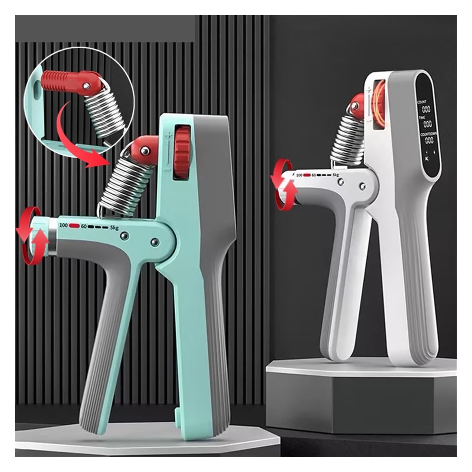 Entrenador de fuerza de prensión, Dispositivo de sincronización conteo electrónico(Black)