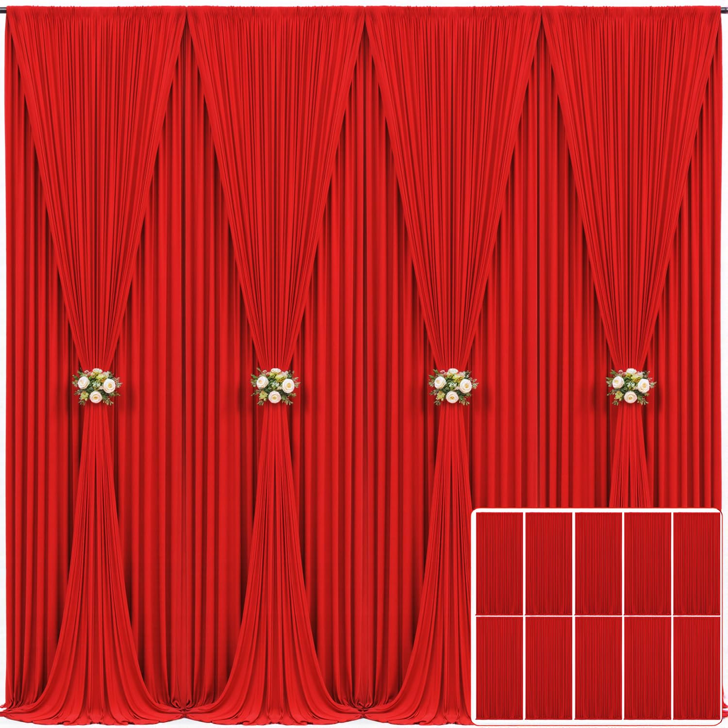10x10 Champagne Backdrop Curtain for Parties Wedding Baby Shower Wrinkle Free Photo Curtains Backdrop Drapes Fabric Decoration for Bridal Shower 5ft x 10ft,2 Panels — view 15
