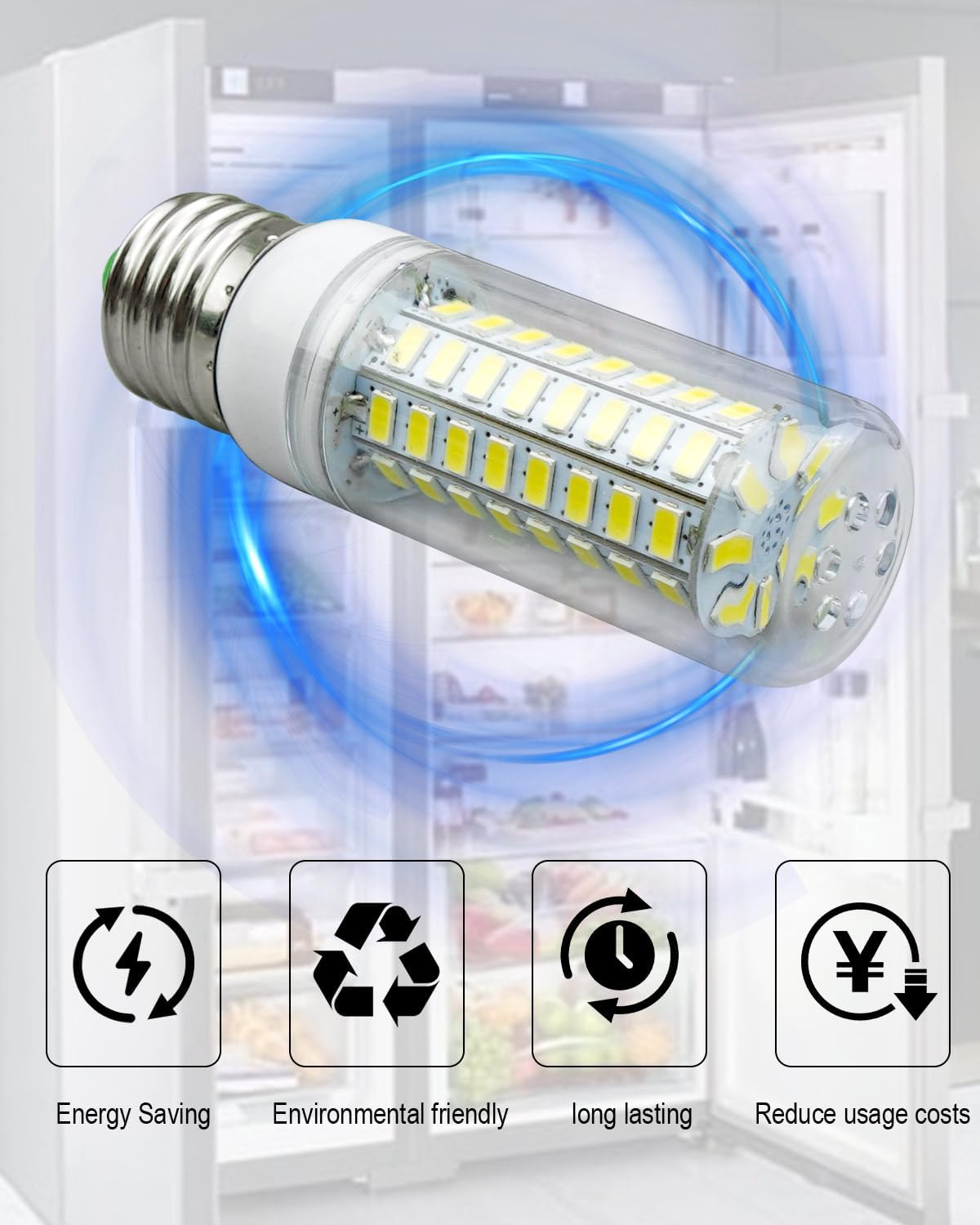 4Pcs Refrigerator LED Light Bulb Fit for Sub Zero E26 Freezer