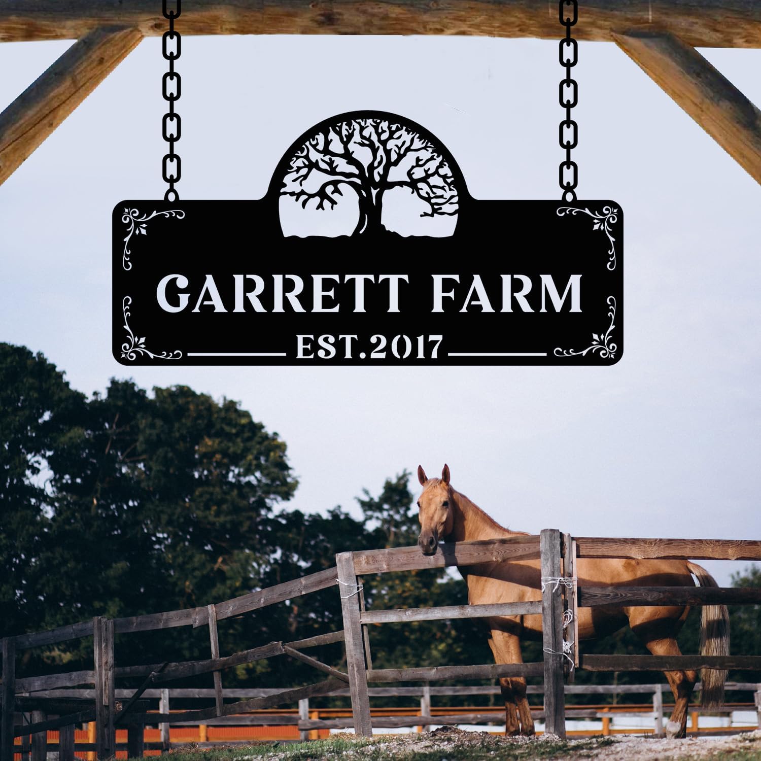 Personalized Metal Farm Sign, Customized Family Name Ranch Sign, Large Last Name Sign for Farmhouse Decoration, Outdoor Farm Wall Art, Welcome Sign, Entrance Gate Sign, Farm Lovers Gift, Garden Decor