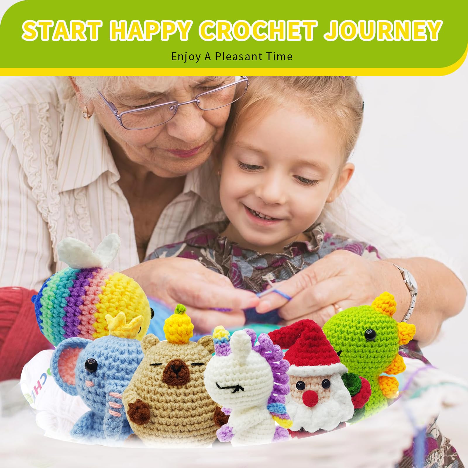 Fekvcixz Crochet Kit For Beginners – 6PCS DIY Animal Craft Kit With Yarn, Hooks & Video Tutorials, Great Gift For Kids & Adults