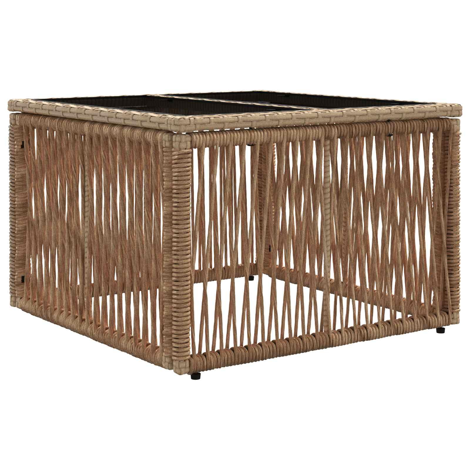 Set di 7 divani da giardino in polyrattan con tavolo, beige | Salotto modulare in polyrattan per terrazza e giardino, con cuscini e robusto telaio in acciaio