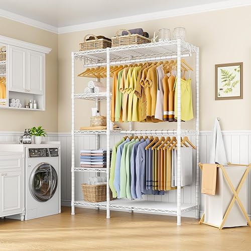 Miniatura 5 de Ulif Perchero F2, perchero resistente de 5 niveles para dormitorio, organizador de almacenamiento de armario ajustable independiente, 46.1 pulgadas