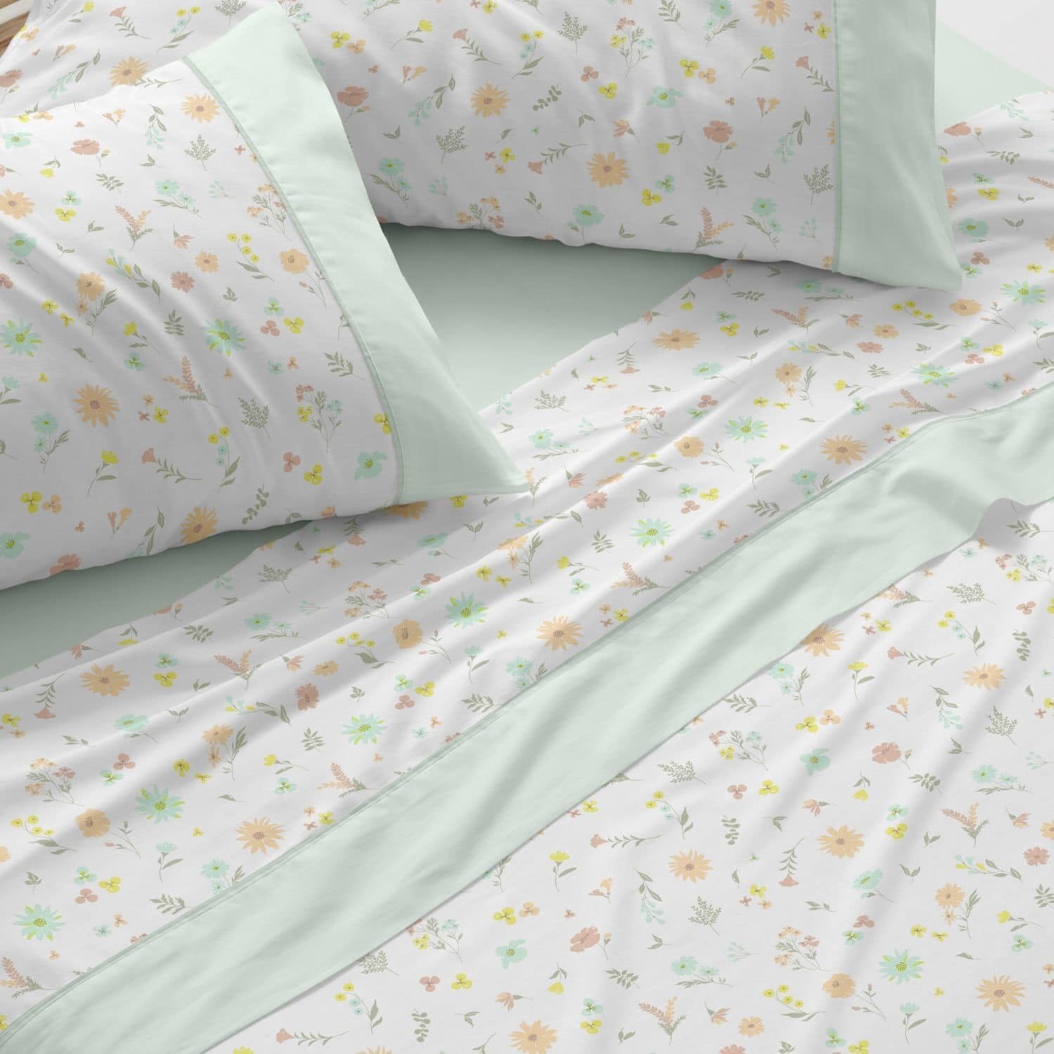 Burrito Blanco | Juego de sábanas | Cama de 150 a 160cm. (+Medidas Disponibles) | Diseño 538 | Color Menta (150-160x190/200cm.)