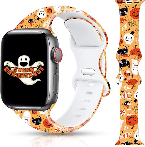 Miniatura 6 de Correa de reloj de Navidad para Halloween compatible con Apple Watch Band de 1.496 in, 1.575 in, 1.614 in, 1.654 in, 1.732 in, 1.772 in, iWatch