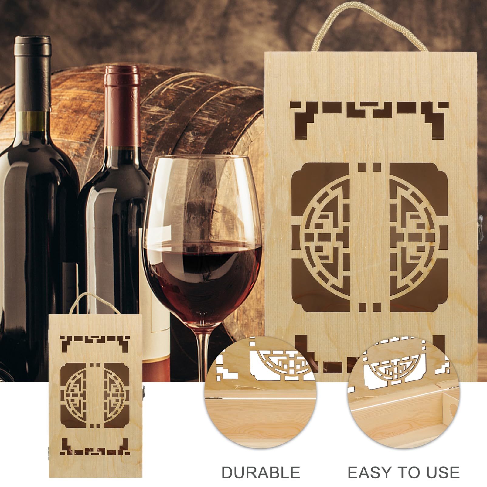 MAGICLULU Scatola Regalo Per Vino in Legno Scatola Per Bottiglia Di Vino Portatile Per Compleanni Matrimoni Feste e Eventi Speciali
