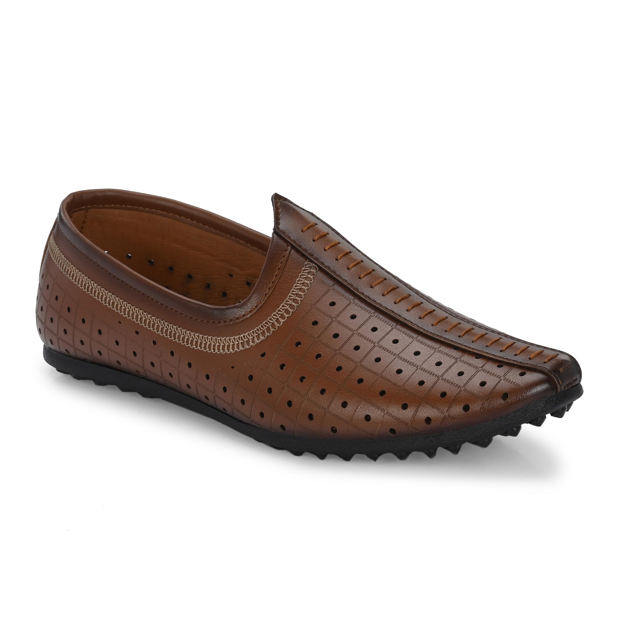 laurel fashion fever Men's Laser-Cut Comfort Faux Leather Look Stylish Mule for Kurta-picture-29