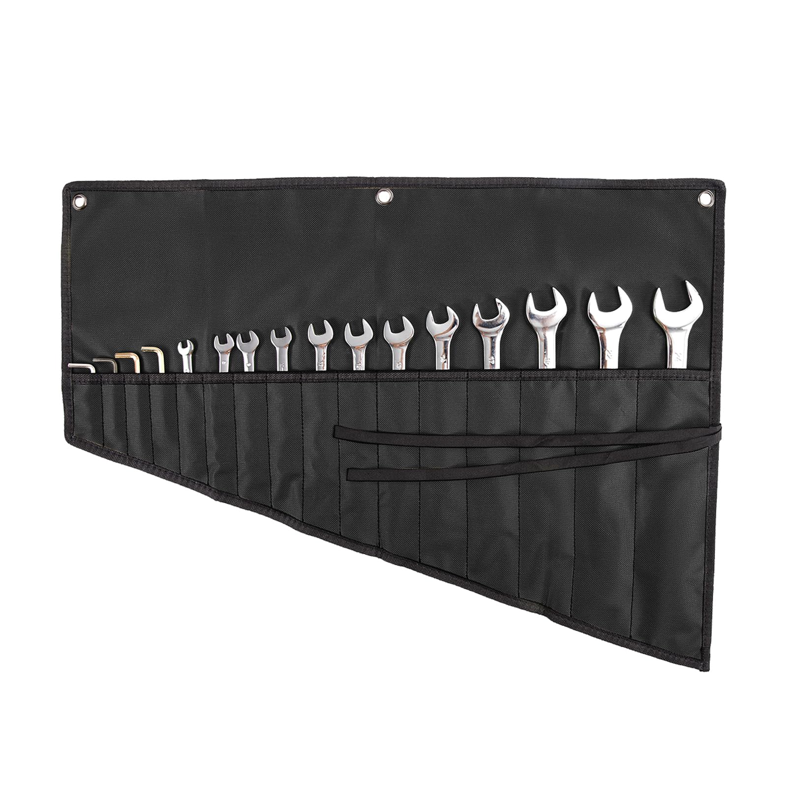 Wrench Organizer Tool Roll Pouch 16-Pocket Waterproof Oxford Cloth Wrench Roll Organizer for Garage Workshop Field Service Home