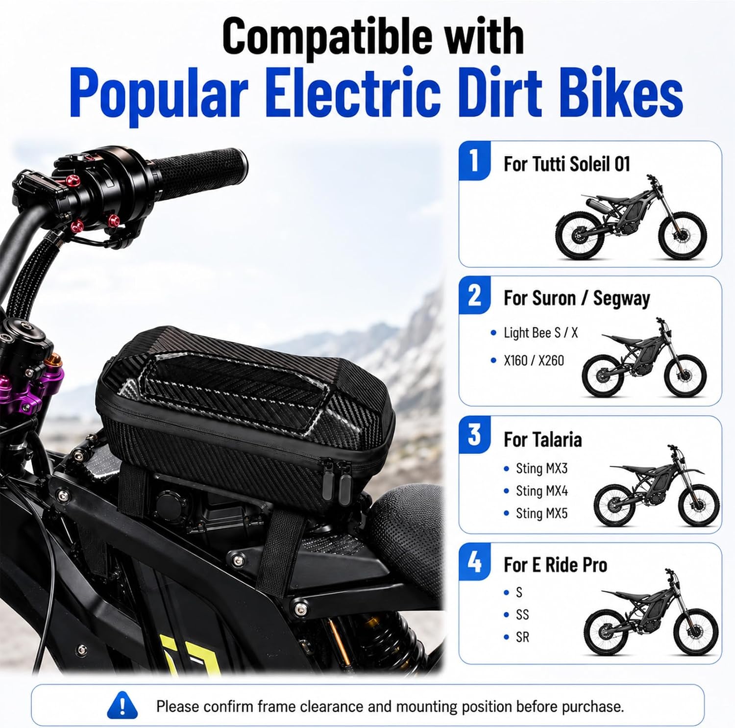 Upgraded Dirt Bike Frame Bag, Universal Storage Pouch for Light Bee Talaria