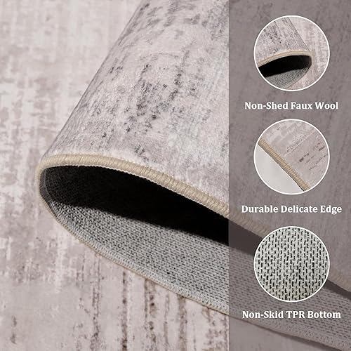 Miniatura 2 de Alfombra lavable de 8 x 10 pies para sala de estar, dormitorio, antideslizante que no desprende pelusa, con parte trasera de goma, resistente a las