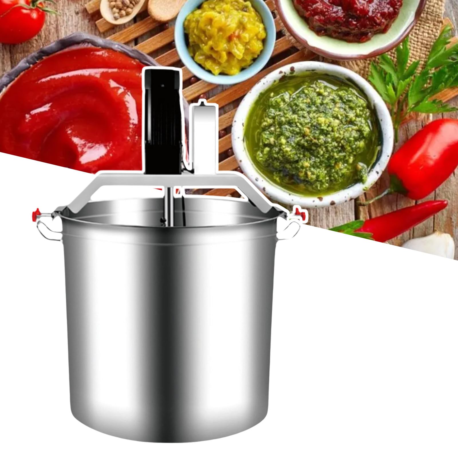 SENJINGHUA Automatic Food Mixer Pot, 40L/80L/140L Stainless Steel Stand Mixer, Kitchen Food Mixer, with Double Stirring Paddle, Hot Pot Seasoning Bottom Soup Sauce Stirrer,80L-110V