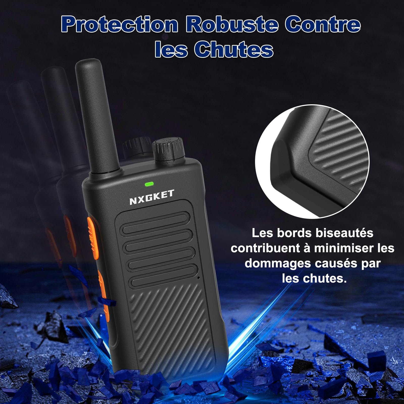 Talkies Walkie Longue Portée pour Adultes, PMR446 Talkie-Walkie Professionnels avec Batteries Rechargeables 1500 mAh, Licence 16 Canaux, Radio Bidirectionnelle, Chargement USB-C