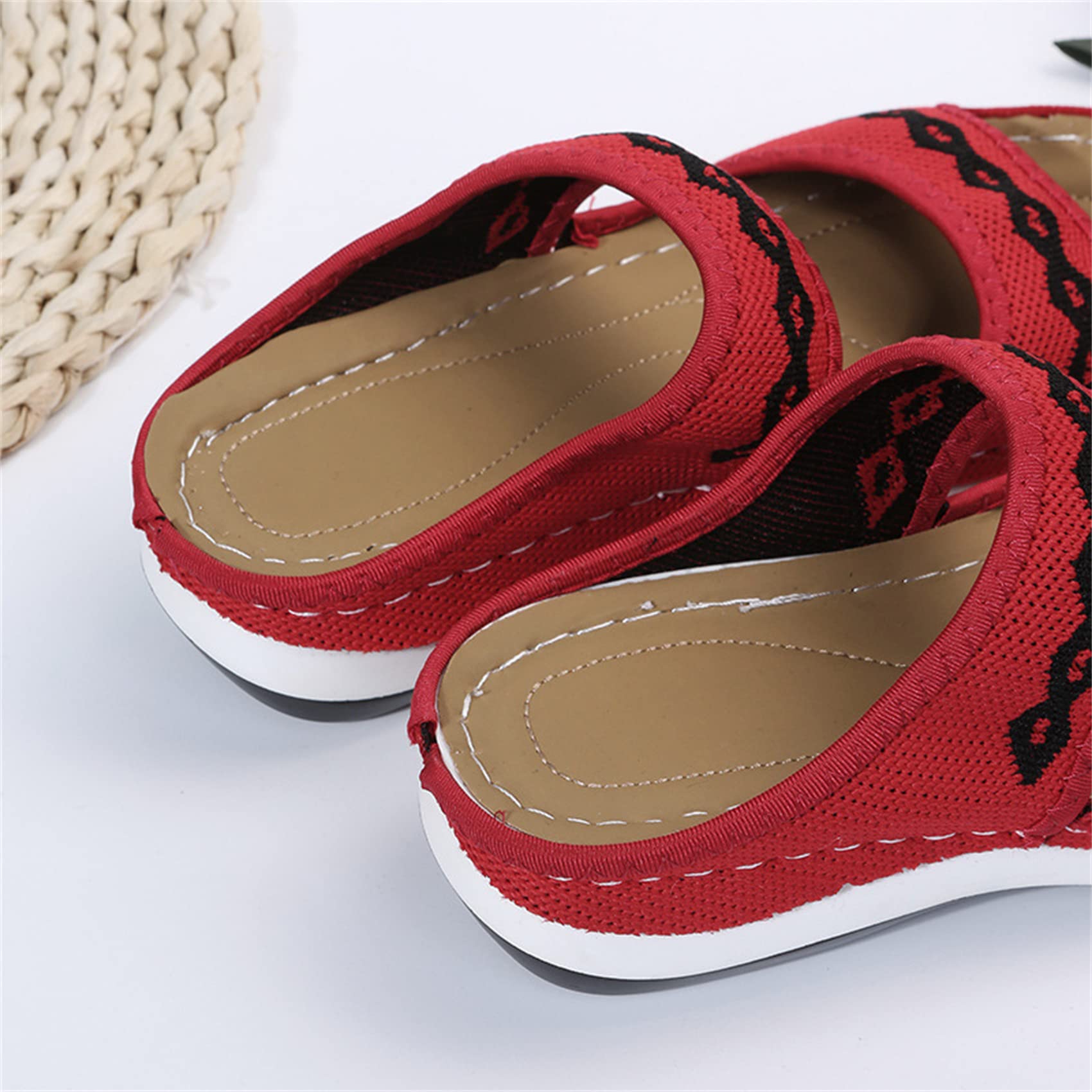 Sandali Estivi In Pelle Con Ricamo Floreale Vintage - Plantare Morbido E Supporto Dell'Arco Plantare