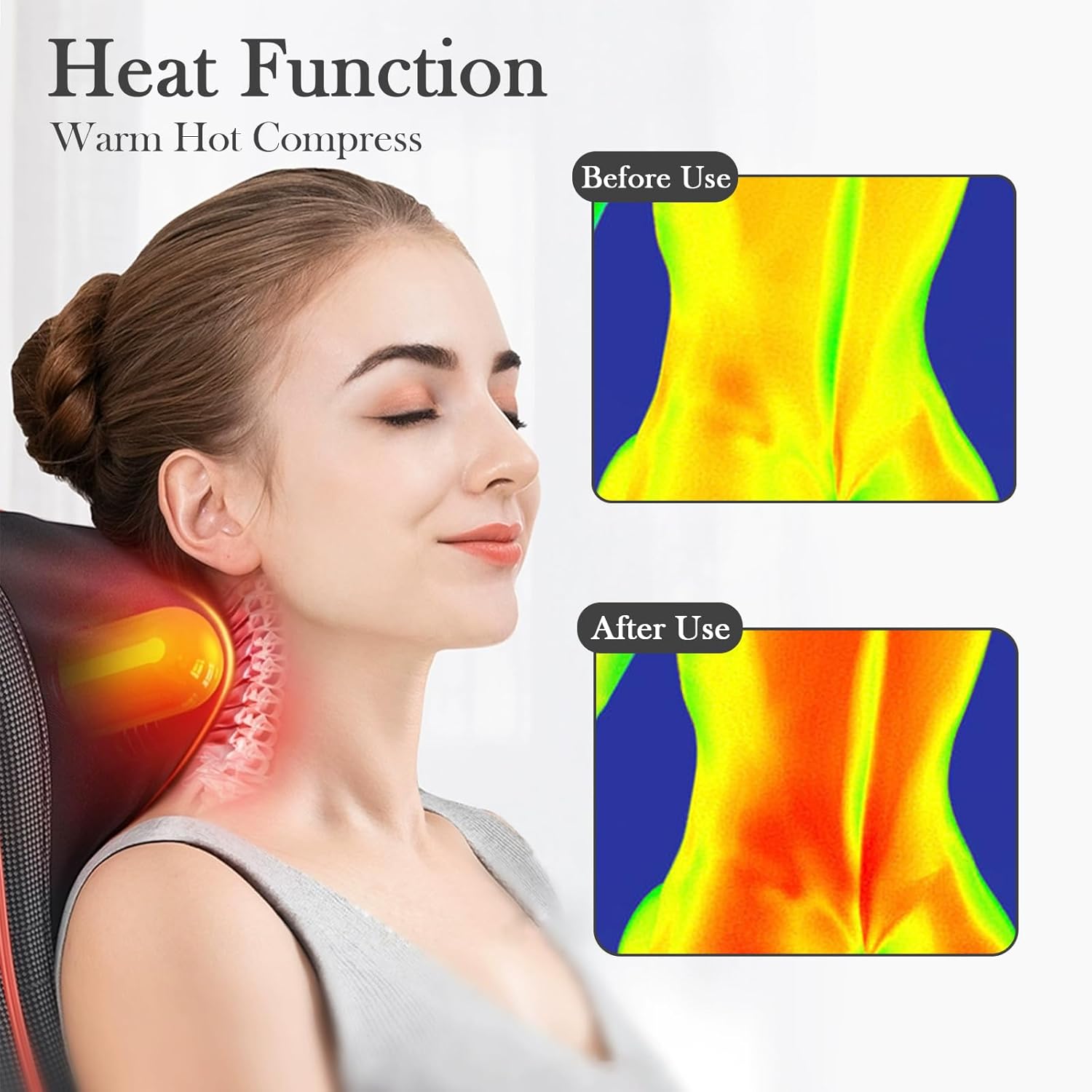 Back Massager with Heat, Shiatsu Neck and Back Massager for Pain Relief Deep Tissue, 3D Deep Kneading Cushion Massage for Neck Shoulder Legs, Suitable for Office and Home, Gifts for Men Women - Image 4