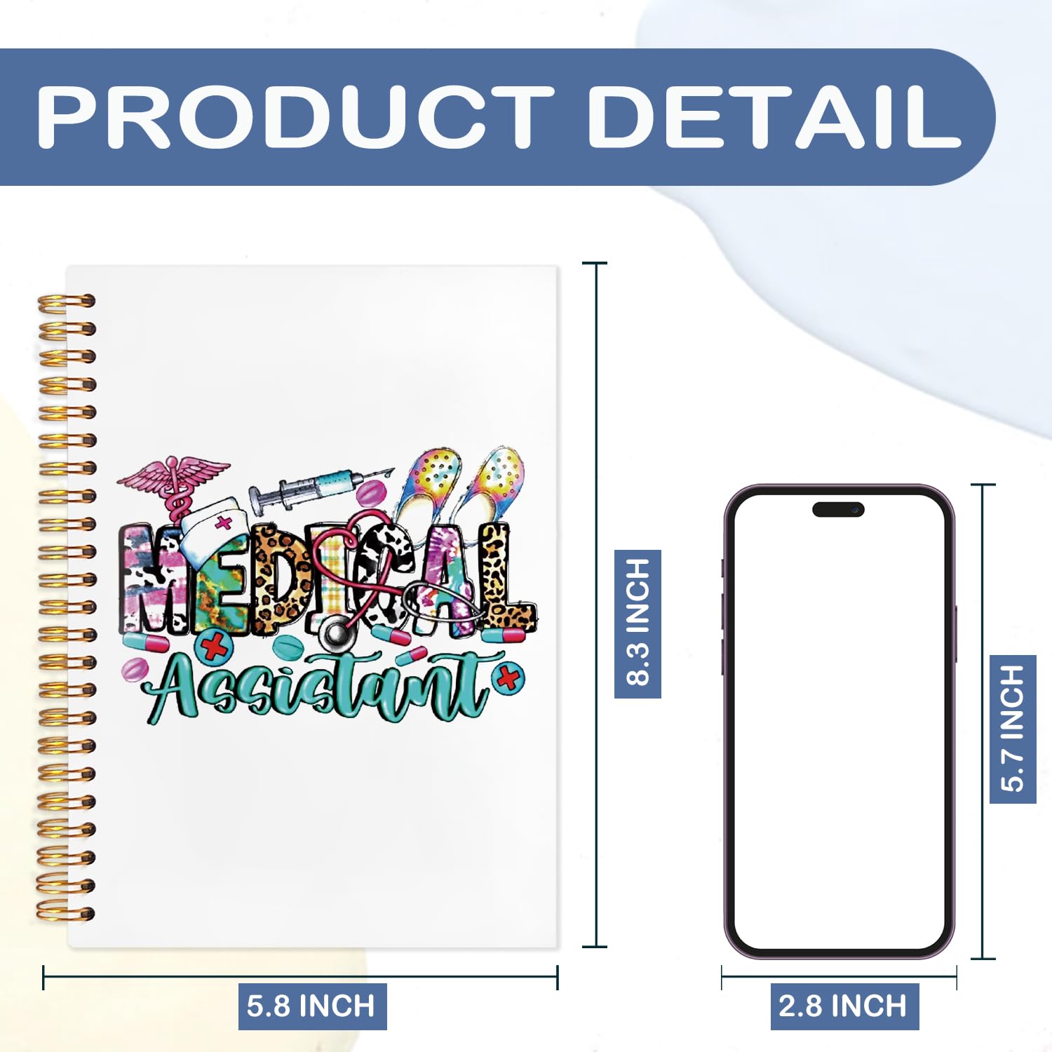 SNNDER Cuaderno de asistente médico, regalos de asistente médico para mujeres y mujeres, regalos de la semana de agradecimiento para mamá, cuaderno en espiral de tapa dura de 5.5 x 8.3 pulgadas
