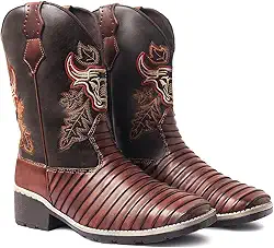 Bota Texana Country Masculina Cano Longo Casco Tatu Marrom