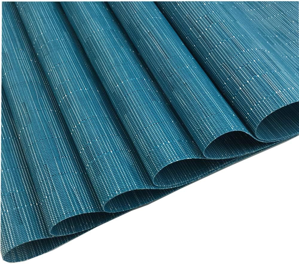 Red-A Placemats Set of 6 for Dining Table Heat-Resistant Washable Place Mats Woven Vinyl Kitchen Table Mats Easy to Clean,Blue : Home & Kitchen
