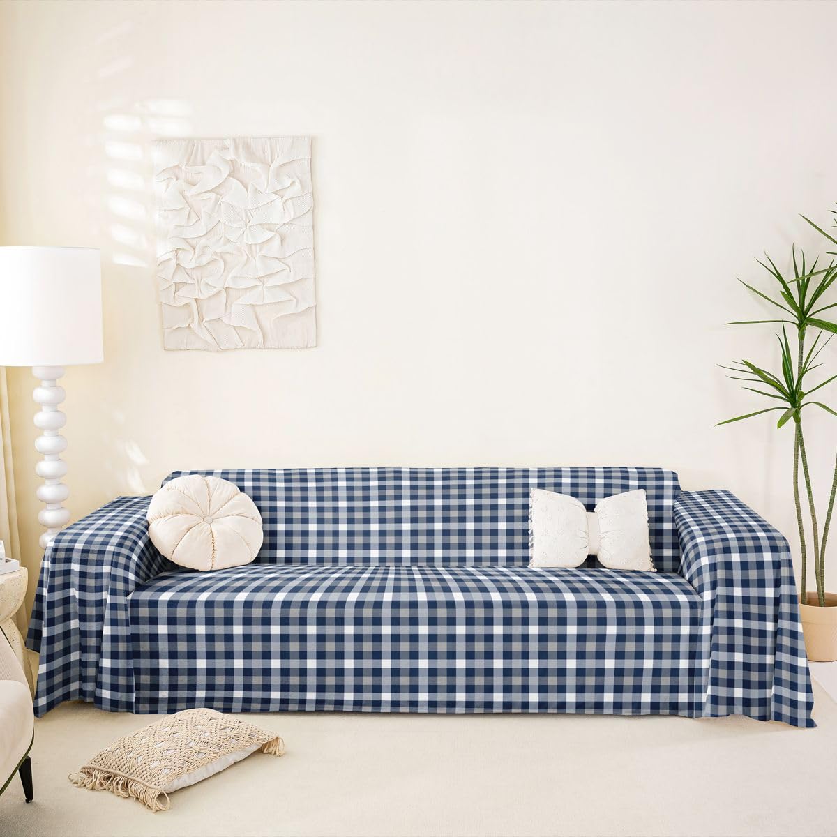 Homewish Housse de Canapé 180 x 300 cm Bleu Ciel Plaid