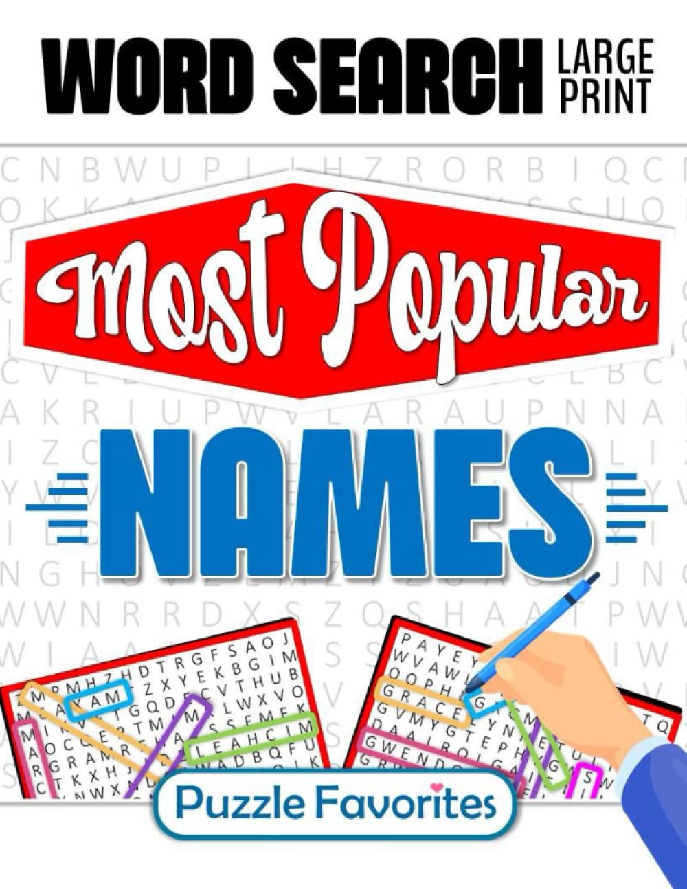Word Search Large Print Most Popular Names: Puzzle Book for Adults Themed Activities Word Find