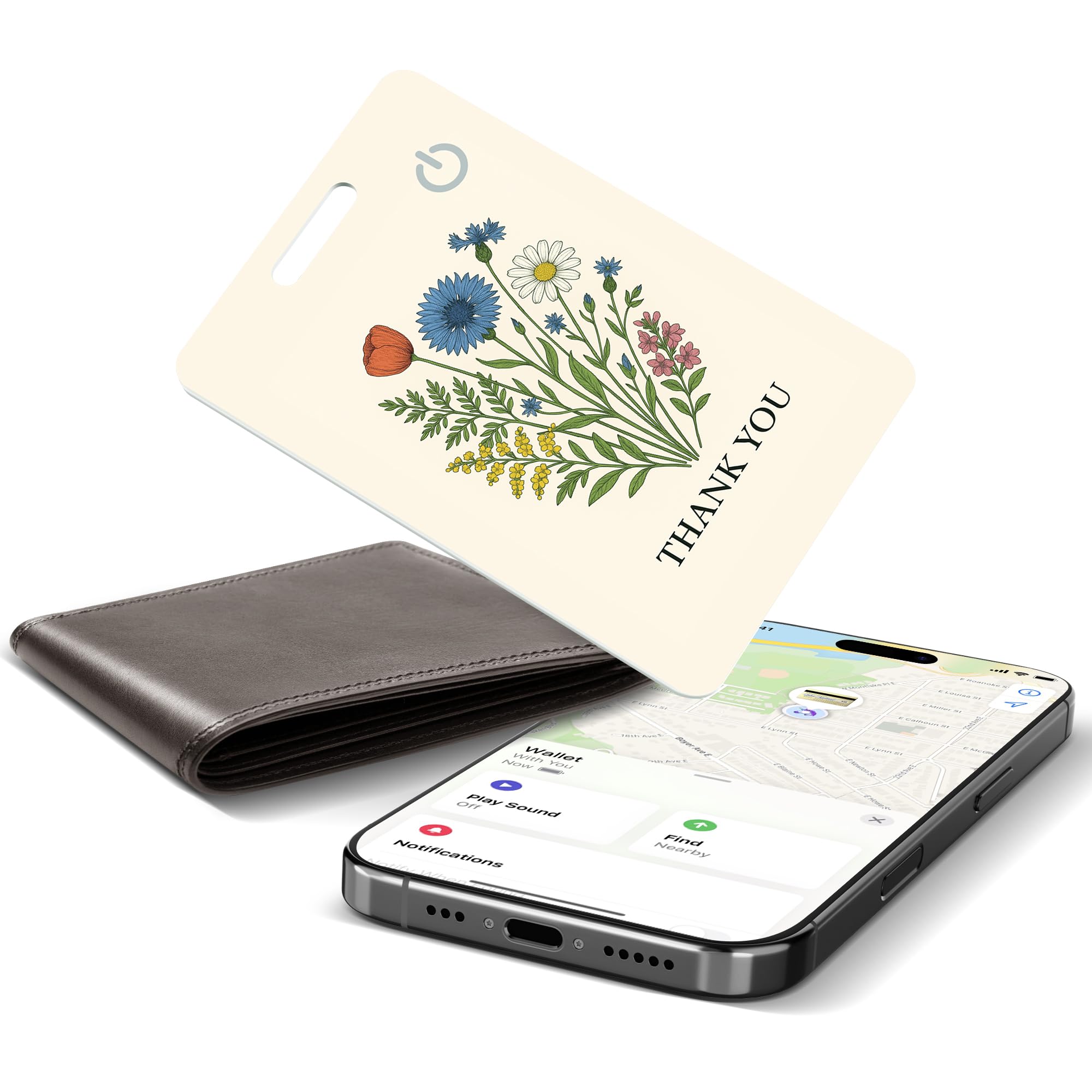 Wallet Tracker Card, Slim Tracking Card, Card Tracker for Wallet, Waterproof 0.06in Item Locator for Luggage Tags, Passports, Phone – Works with Apple Find My, Rechargeable, iOS Only（Thank U）-image-9