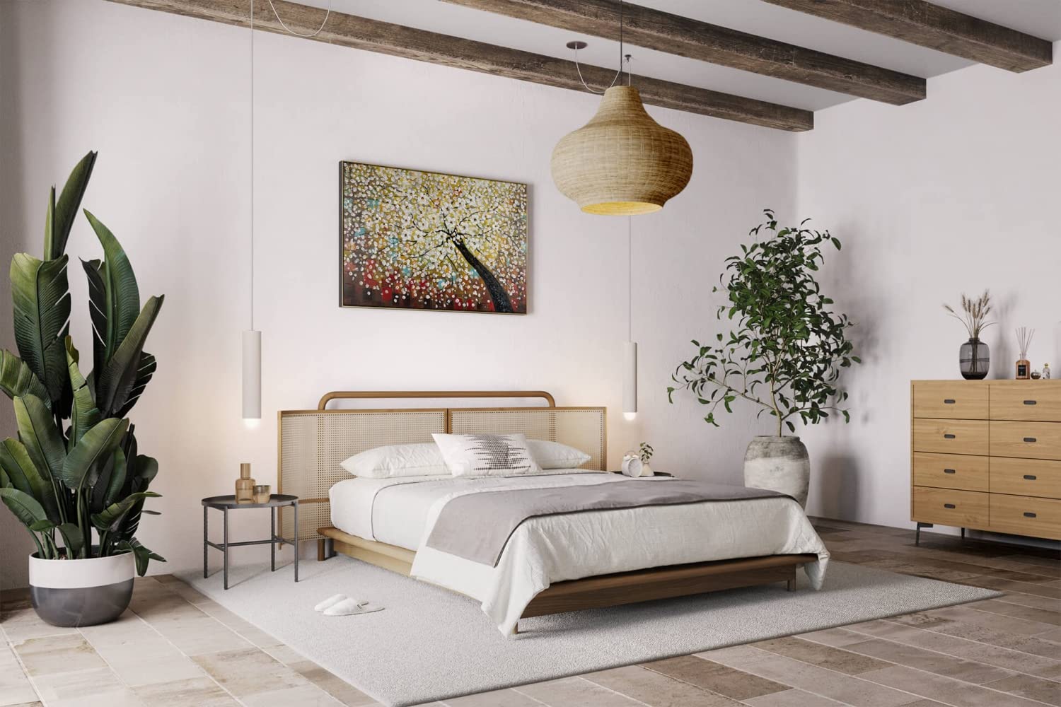 KunstLoft Leinwandbild | 100% HANDGEMALT | 120x80cm | Gemälde 'Zauber im Baumwipfel' | Wald & Bäume | Bunt | Wandbild Wohnzimmer